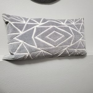 Boho Grey & White Lumbar Accent Pillow